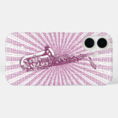 Girly Pink Grunge Saxophon Case-Mate iPhone Hülle (Rückseite (Horizontal))