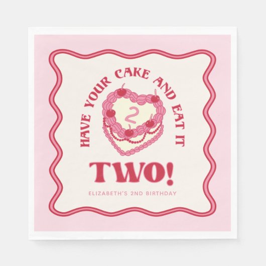 Girly Pink haben Ihren Kuchen und essen Sie ihn zw Serviette (Vorderseite)