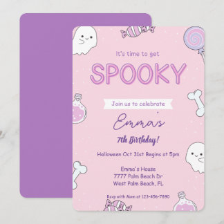 Girly Pink Halloween Kindergeburtstag Einladung