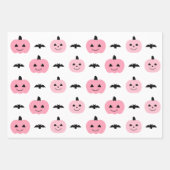 Girly Pink Halloween Monster Childish Whimsical Geschenkpapier Set (Vorderseite 2)
