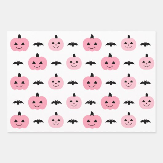 Girly Pink Halloween Monster Childish Whimsical Geschenkpapier Set (Vorderseite 2)