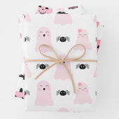 Girly Pink Halloween Monster Childish Whimsical Geschenkpapier Set (Beispiel)