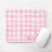 Girly Pink Hand Gezeichnet Watercolor Rustic Gingh Mousepad (Mit Mouse)