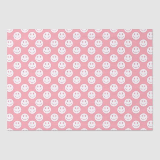 Girly Pink Happy Faces Seidenpapier (Vorderseite)