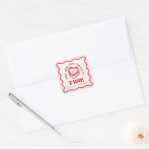 Girly Pink Have Your Cake and Eat It Zwei Geburtst Quadratischer Aufkleber
