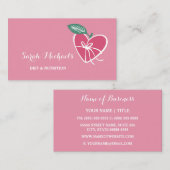 Girly Pink Heart Apple mit Bow Diät und Ernährung Visitenkarte (Vorne/Hinten)