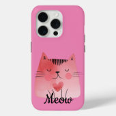 Girly Pink Heart Cat Case-Mate iPhone Hülle (Rückseite)