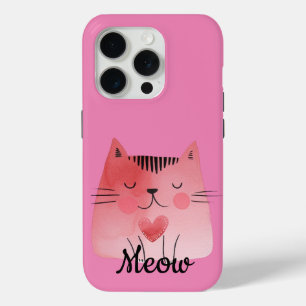 Girly Pink Heart Cat Case-Mate iPhone Hülle