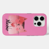Girly Pink Heart Cat Case-Mate iPhone Hülle (Rückseite (Horizontal))