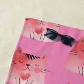 Girly Pink Heart Cats Strandtuch (Beispiel)
