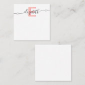 Girly Pink Heart Monogram Mitteilungskarte (Vorne/Hinten)