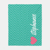 Girly Pink Heart Niedlich Trendy Chevrons und Name Fleecedecke (Vorderseite)