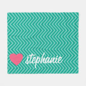 Girly Pink Heart Niedlich Trendy Chevrons und Name Fleecedecke (Vorderseite (Horizontal))