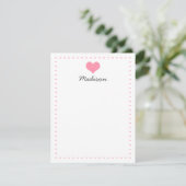 Girly Pink Heart Personalisiert Stationery Einladung (Stehend Vorderseite)
