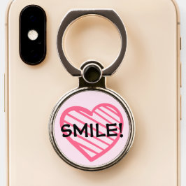 Girly Pink Heart Stripes Handy Ring