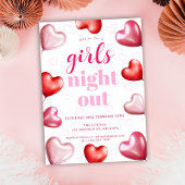 Girly Pink Hearts Birthday Girls Night Out Party Einladung