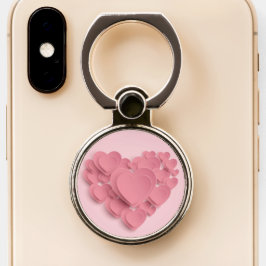 Girly Pink Hearts Monogram Personalisiert Handy Ring