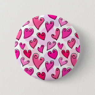 Girly Pink Hearts Niedlich Romantischer Valentinst Button