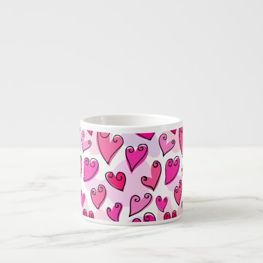 Girly Pink Hearts Niedlich Romantischer Valentinst Espressotasse (Vorderseite)
