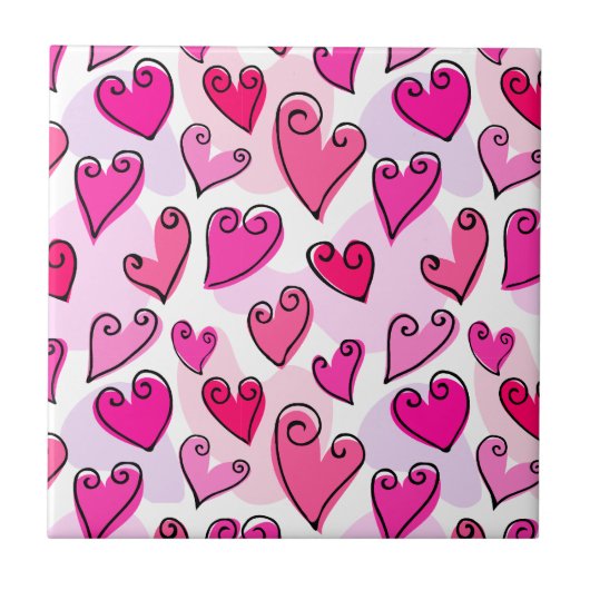 Girly Pink Hearts Niedlich Romantischer Valentinst Fliese (Vorderseite)
