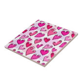 Girly Pink Hearts Niedlich Romantischer Valentinst Fliese (Seite)