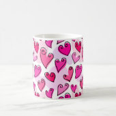 Girly Pink Hearts Niedlich Romantischer Valentinst Kaffeetasse (Mittel)