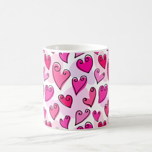 Girly Pink Hearts Niedlich Romantischer Valentinst Kaffeetasse (Mittel)
