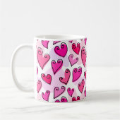 Girly Pink Hearts Niedlich Romantischer Valentinst Kaffeetasse (Links)