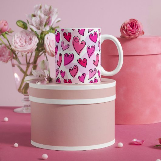 Girly Pink Hearts Niedlich Romantischer Valentinst Kaffeetasse