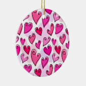 Girly Pink Hearts Niedlich Romantischer Valentinst Keramik Ornament (Rechts)