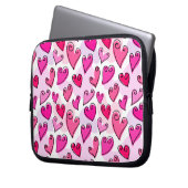 Girly Pink Hearts Niedlich Romantischer Valentinst Laptopschutzhülle (Vorderseite Links)