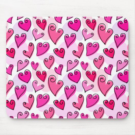 Girly Pink Hearts Niedlich Romantischer Valentinst Mousepad (Vorne)