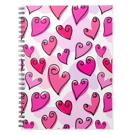 Girly Pink Hearts Niedlich Romantischer Valentinst Notizblock (Vorderseite)