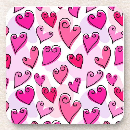 Girly Pink Hearts Niedlich Romantischer Valentinst Untersetzer (Vorderseite)