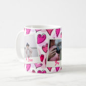 Girly Pink Hearts Niedlich Romantisches Valentinis Kaffeetasse (Vorderseite Links)