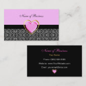 Girly Pink Herz mit trendiger Giraffe Print Visitenkarte (Vorne/Hinten)