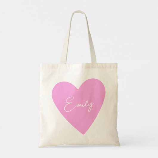 Girly Pink Herz Tasche mit Namen (Rückseite)
