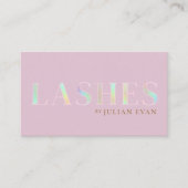 Girly Pink Holographic Script Lash Techniker Visitenkarte (Vorderseite)