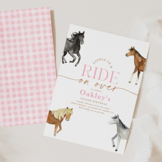 Girly Pink Horse Einladung zum Geburtstag