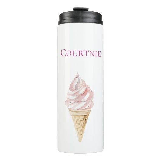 Girly Pink Ice Creme Cone Thermosbecher (Vorderseite)