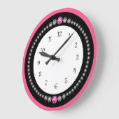 Girly Pink Imitate Diamond Jewel Große Wanduhr (Winkel)