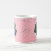 Girly Pink Imitate Funkelnd Zwei Foto Herzinfarkt Kaffeetasse (Mittel)