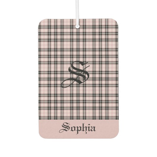 Girly Pink Kariert Autolufterfrischer (Vorderseite)