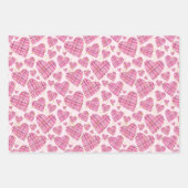 Girly Pink Kariert Hearts Gold Glitzer Polka Dots Geschenkpapier Set (Vorderseite)