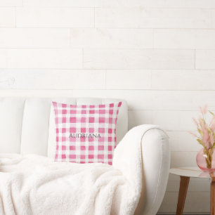Girly Pink Kariert Stripes Weihnachten Kissen