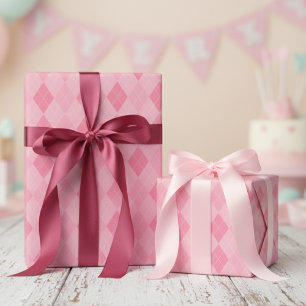 Girly Pink Kleine Raute Diamant Muster Geschenkpapier