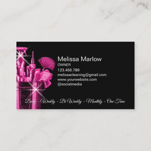 Girly Pink Kommerziell House Reinigung Visitenkarte (Rückseite)