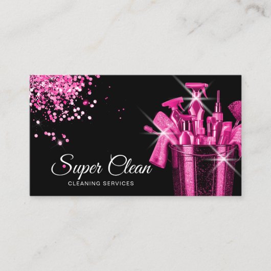 Girly Pink Kommerziell House Reinigung Visitenkarte (Vorderseite)
