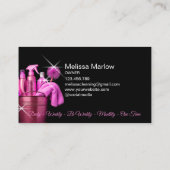 Girly Pink Kommerziell House Reinigung Visitenkarte (Rückseite)