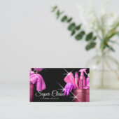 Girly Pink Kommerziell House Reinigung Visitenkarte (Stehend Vorderseite)